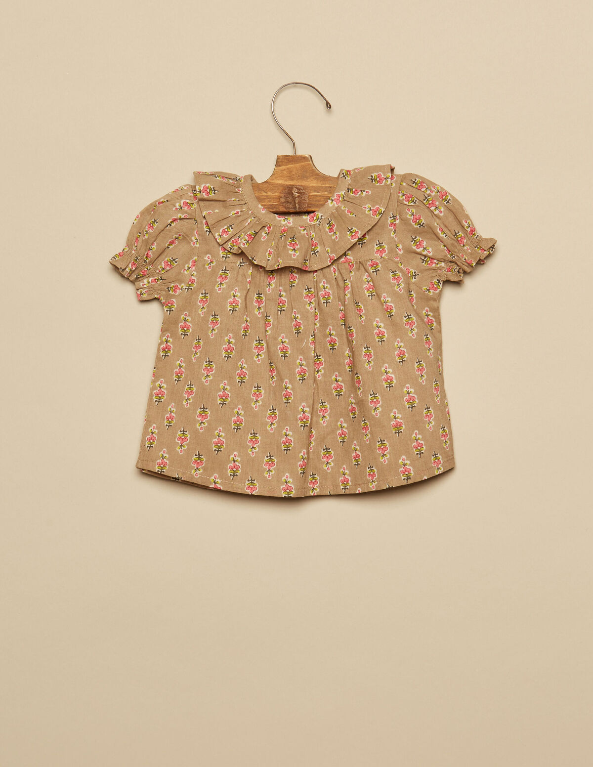 CAMISA 'BABY FLOWER' AREIA