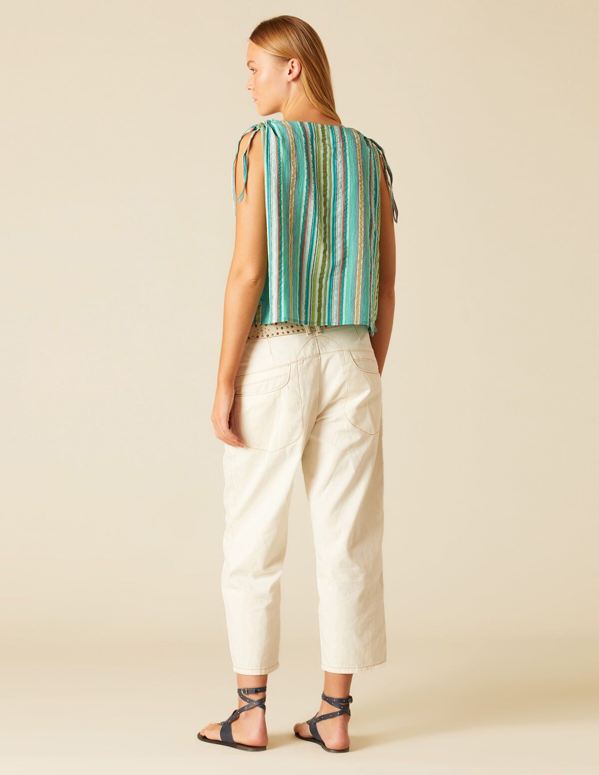 BLUE CURVED TROUSERS