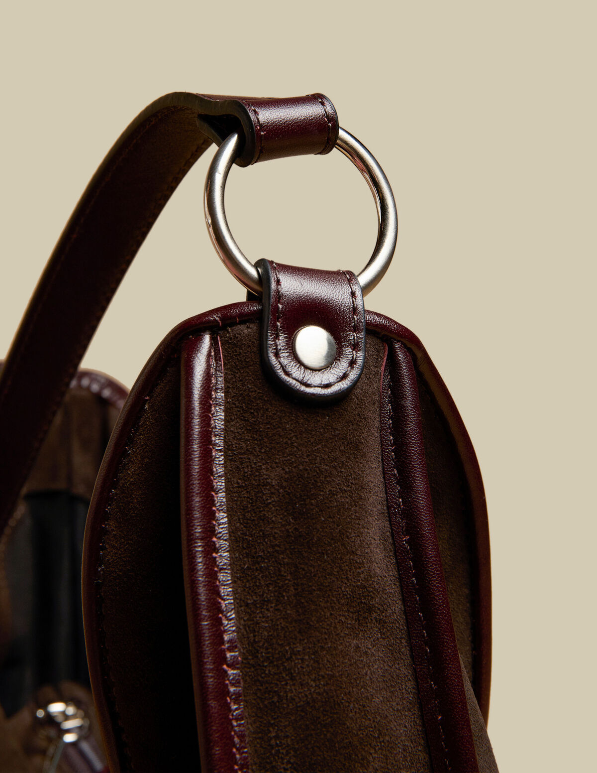 KHAKI SUEDE SHOPPING BAG