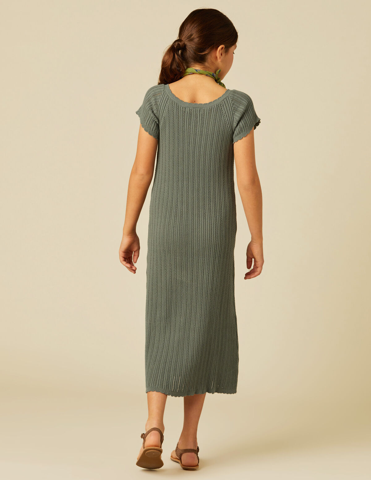 VESTIDO PUNTO CALADO GRIS