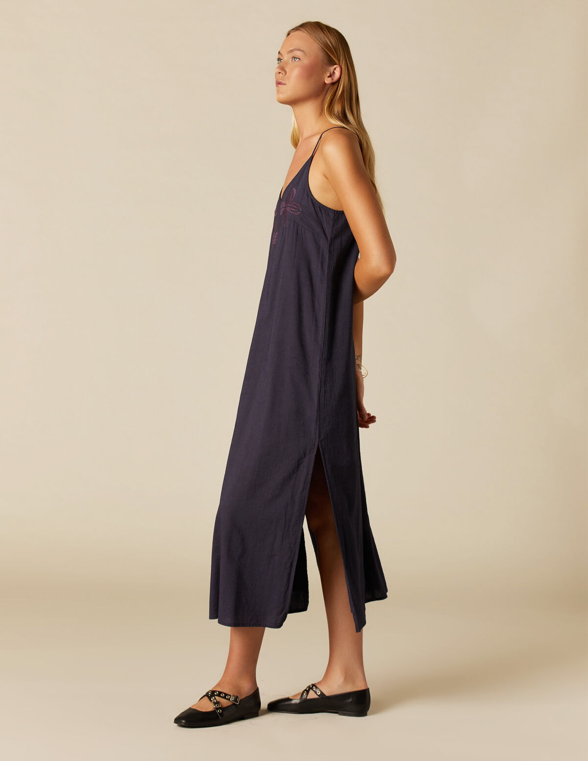 BLUE EMBROIDERED DRESS