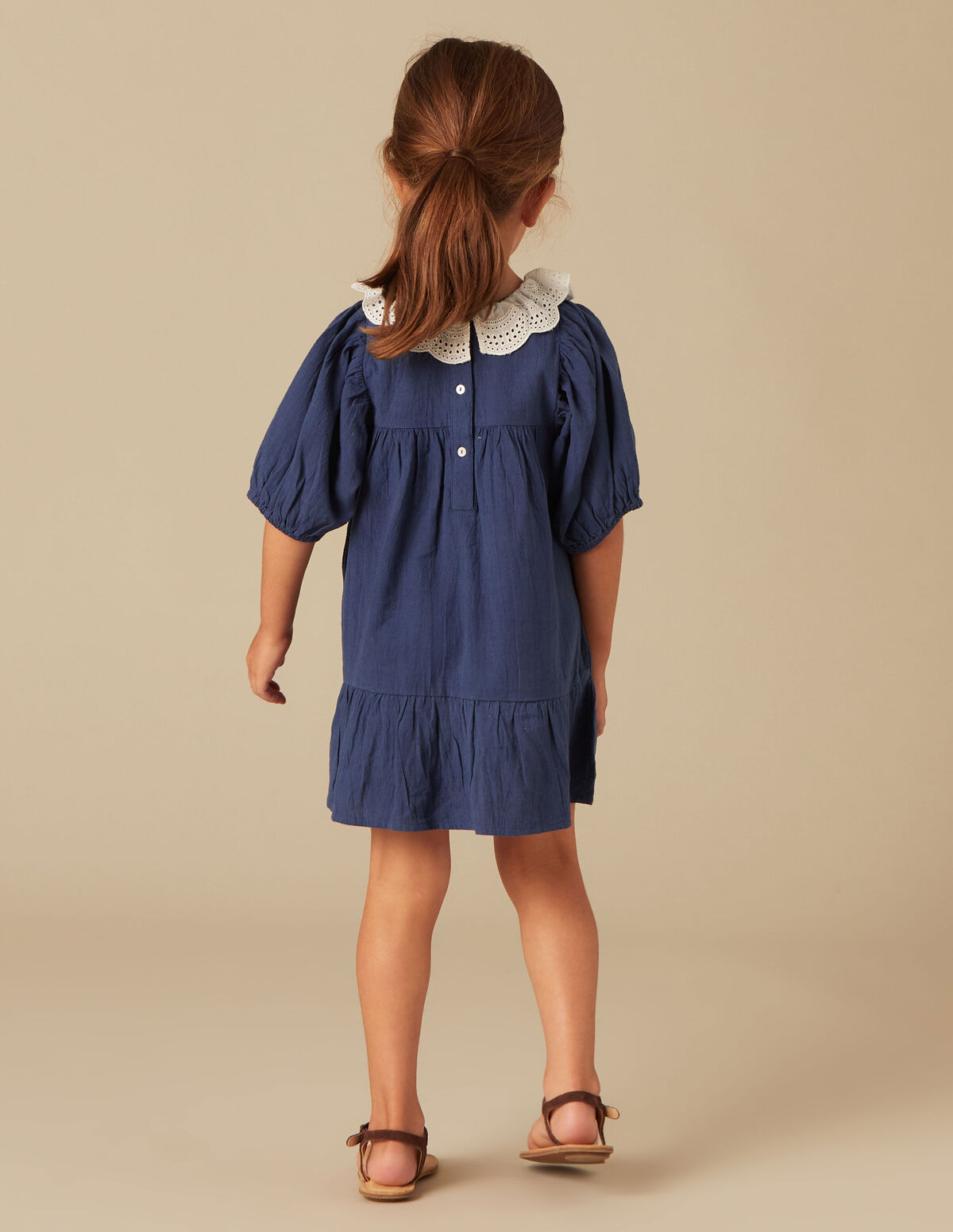VESTIDO AZUL GOLA ALGOD&Atilde;O