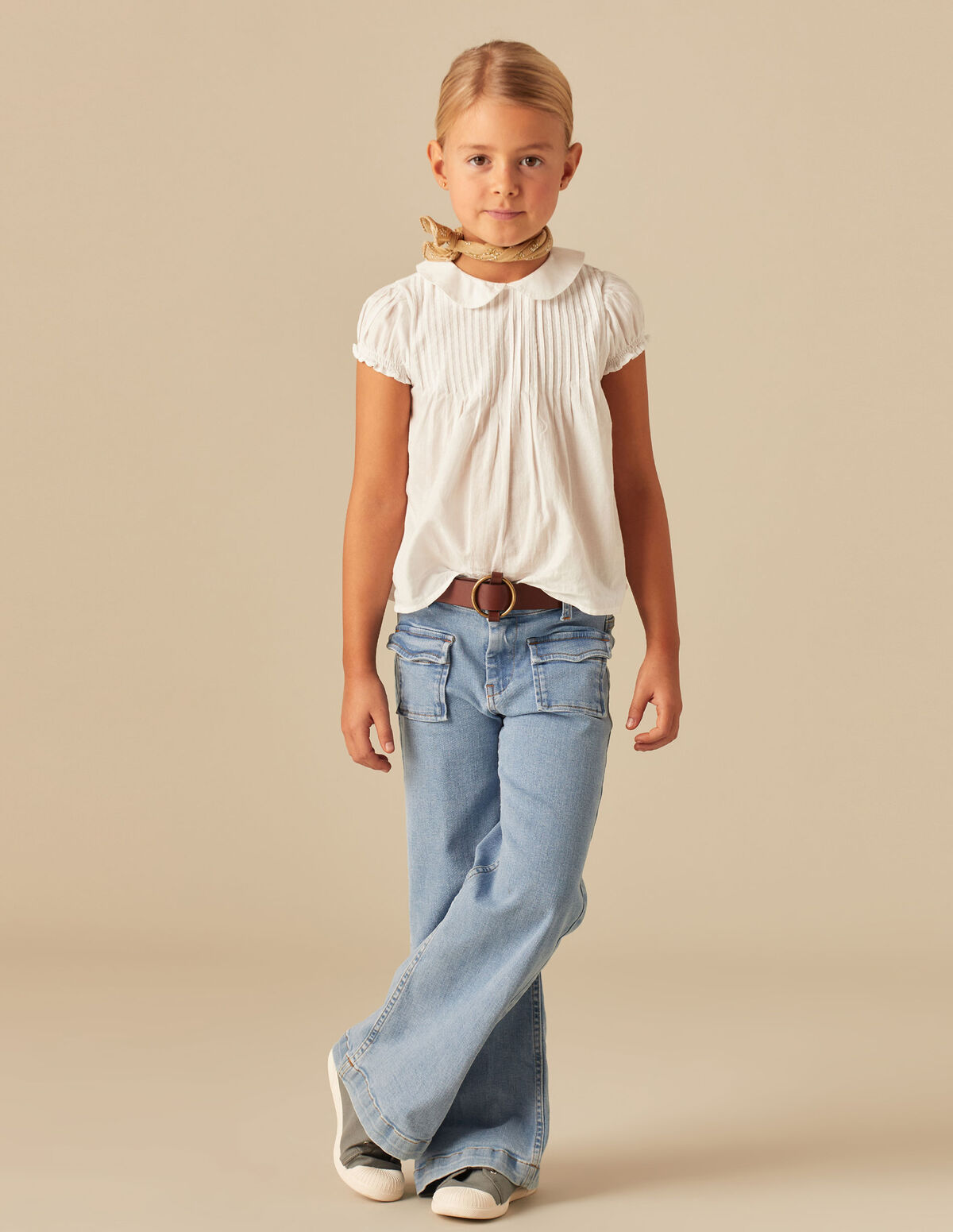 Pantalon rabat poches jean bleu