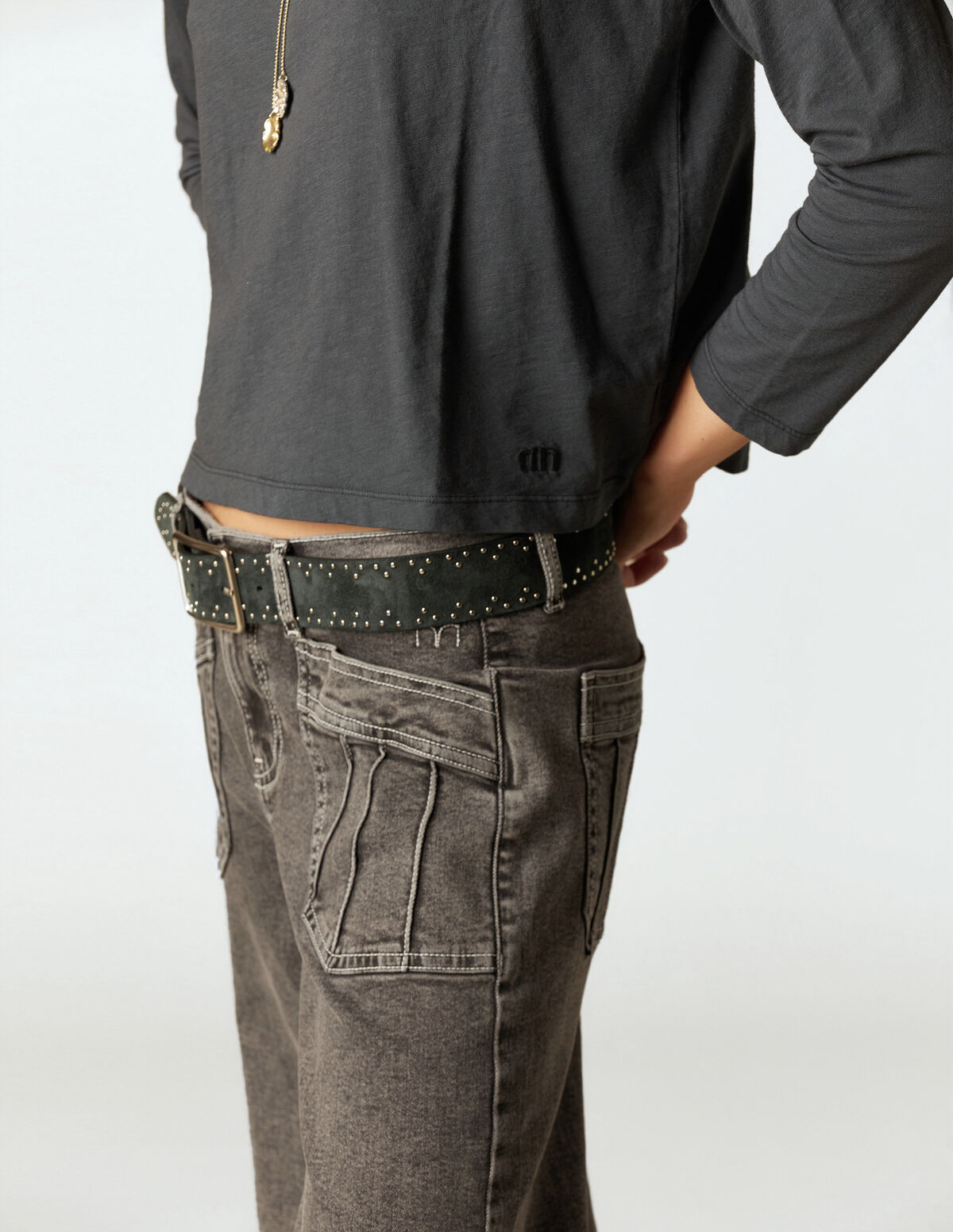 T-SHIRT MANCHES LONGUES ANTHRACITE &laquo; nn &raquo;