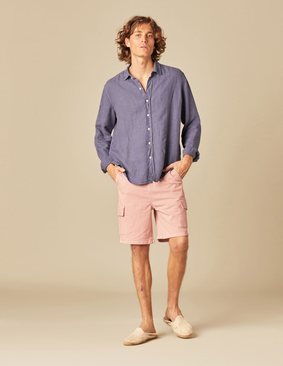 BERMUDA CARGO RAYURE ROUGE
