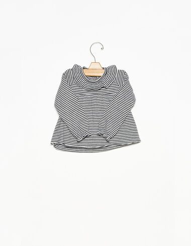 Grey and anthracite ruffle neck T-shirt - T-shirts - Nícoli