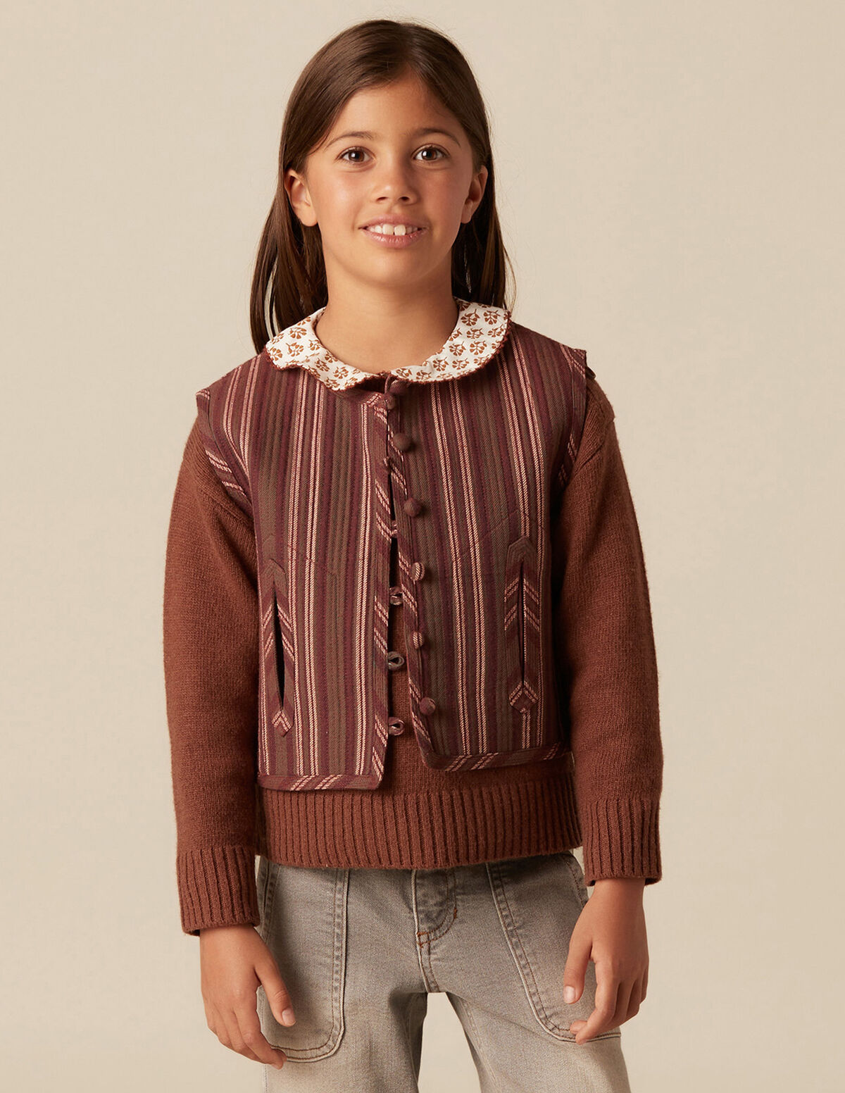 BROWN STRIPED WAISTCOAT