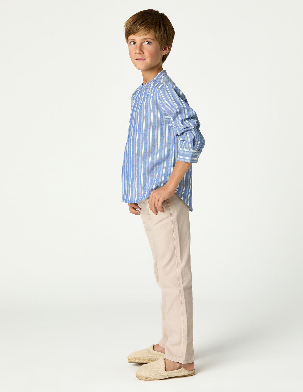 ECRU/BLUE STRIPED SHIRT