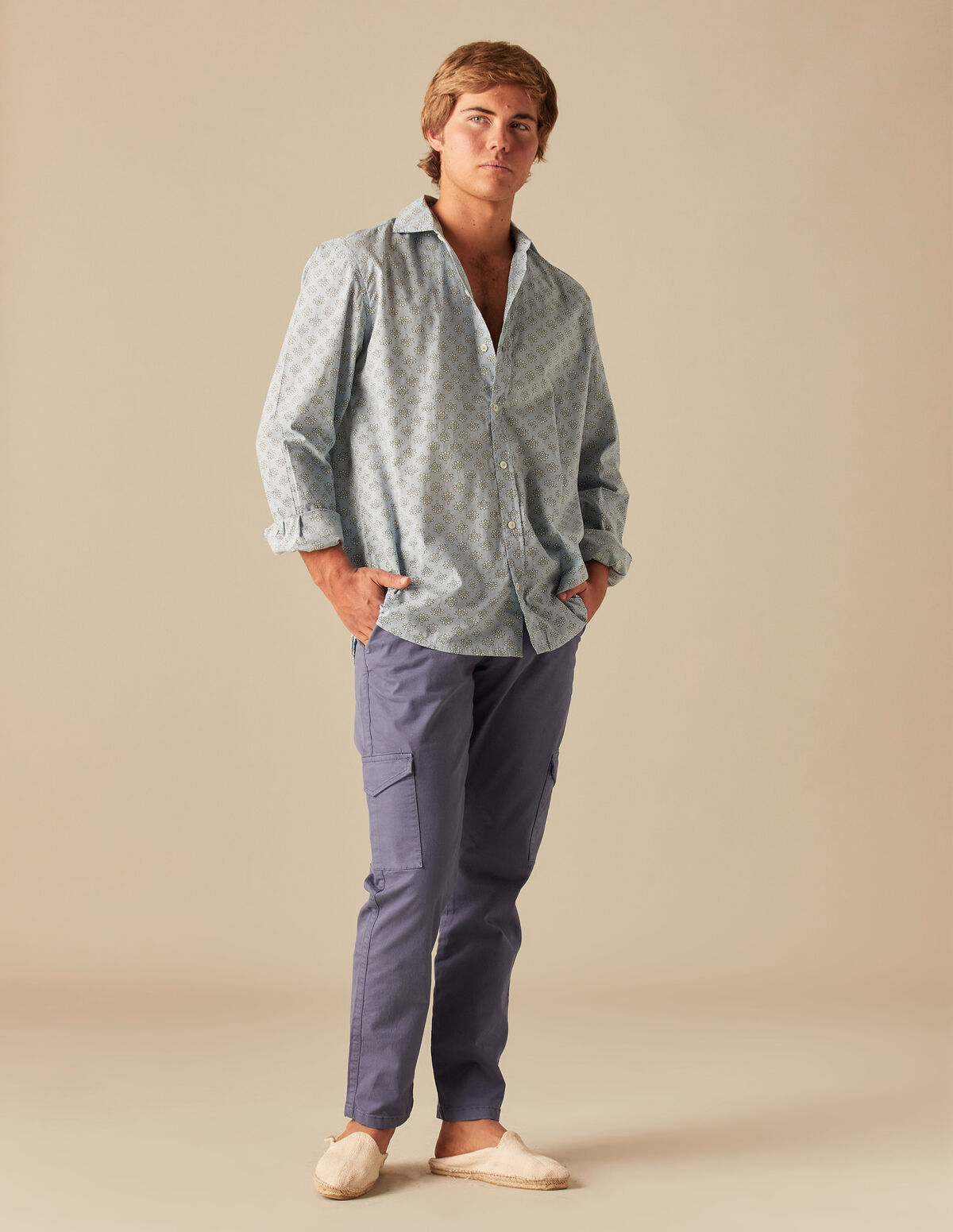PANTALÓN CARGO LARGO AZUL