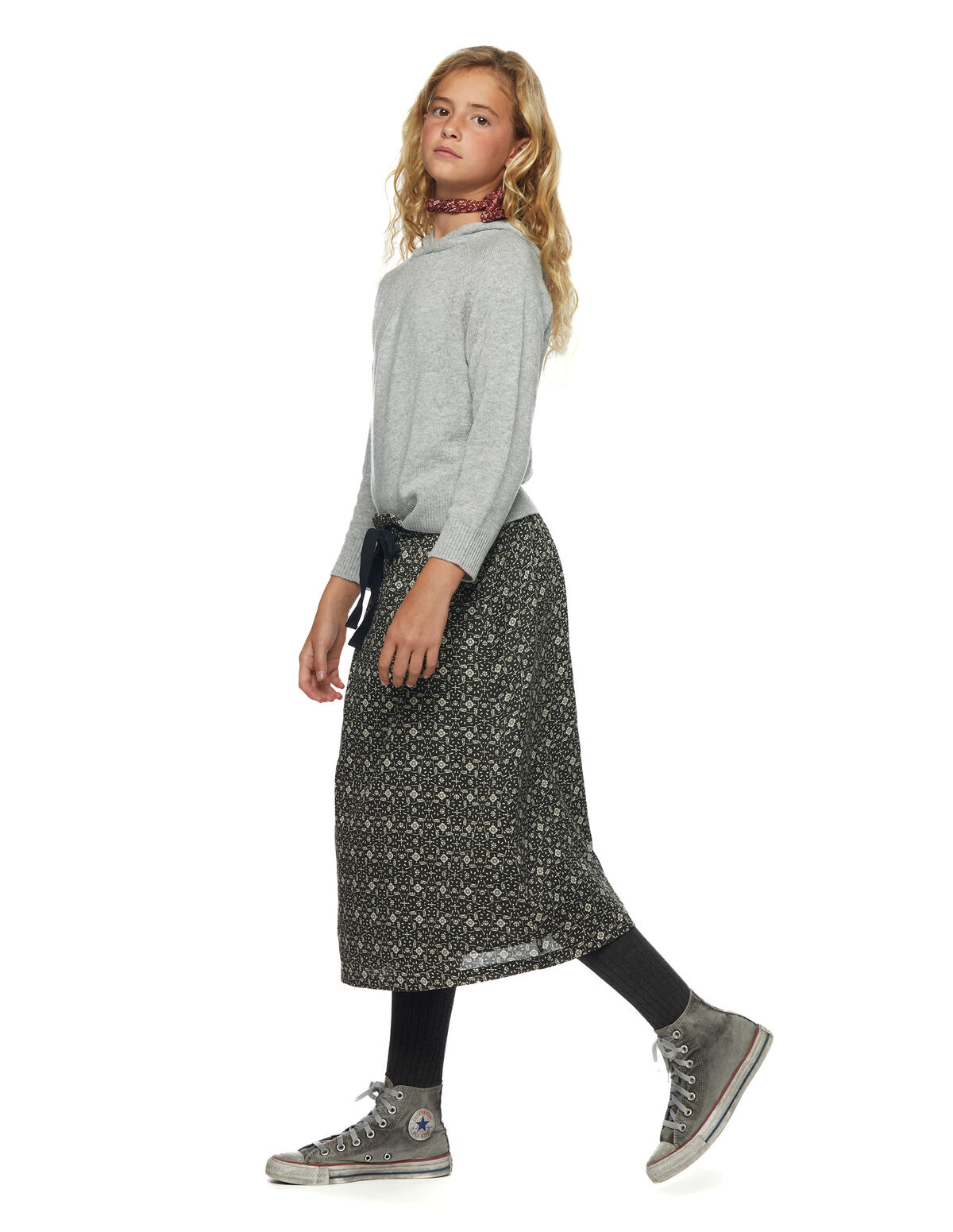 JUPE ANTHRACITE FLEURS