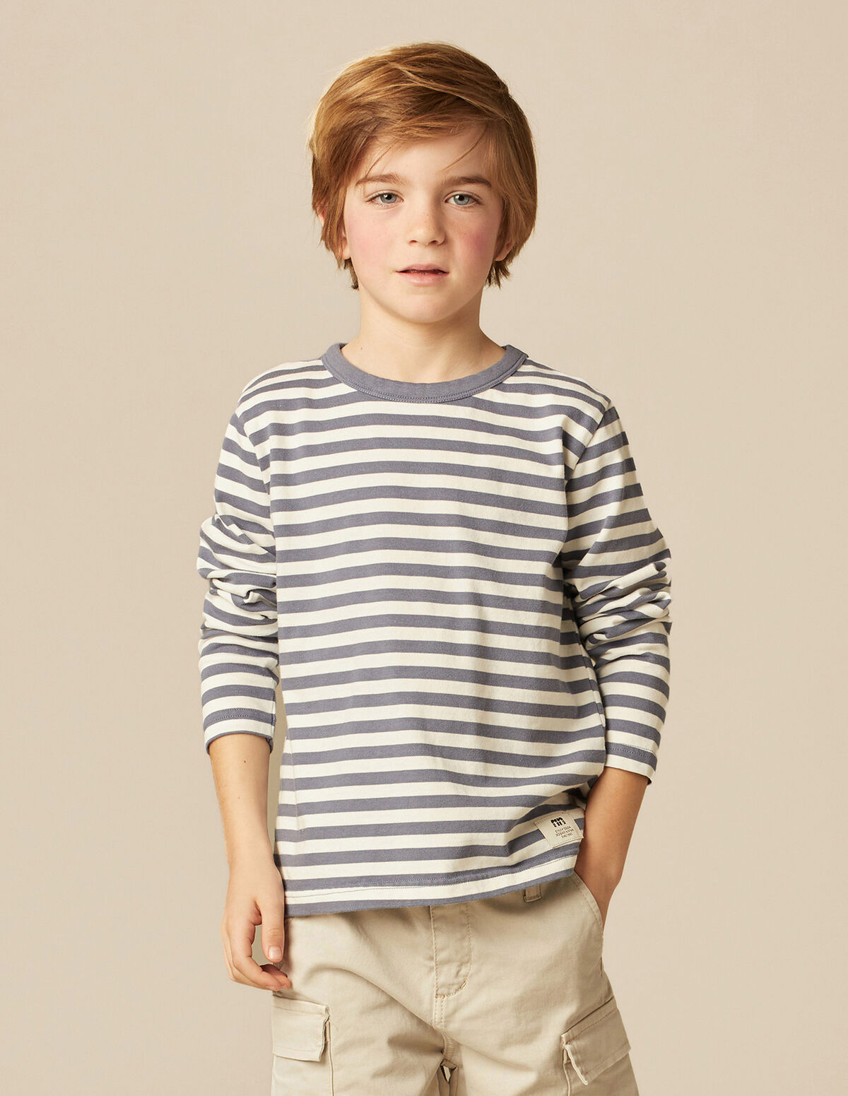T-SHIRT MANCHES LONGUES RAYURES BLEU