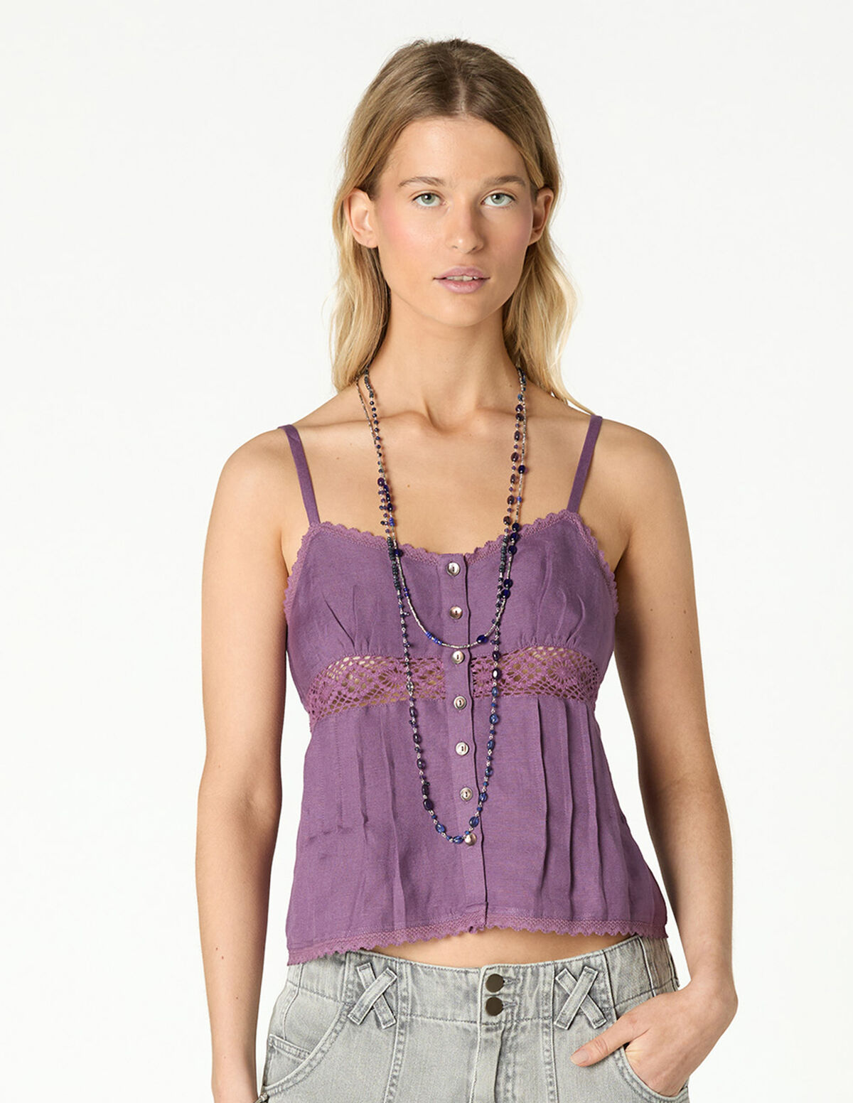 TOP JARETAS TIRANTES MORADO