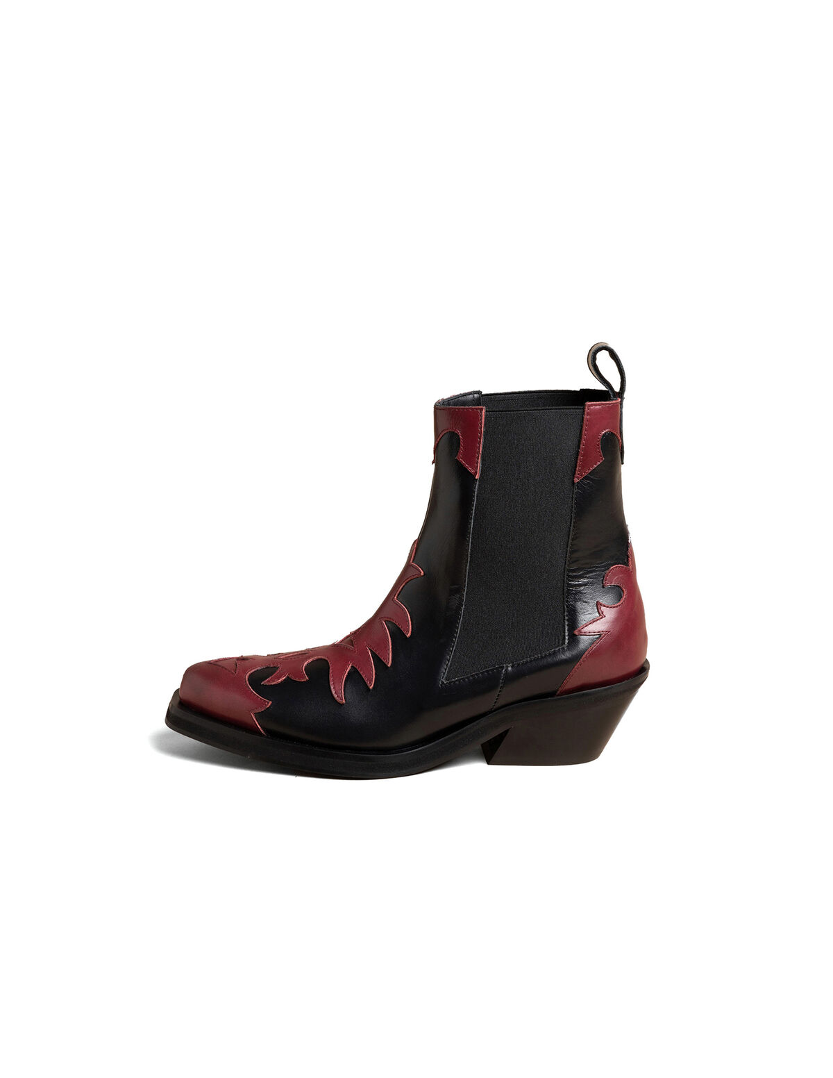 BICOLOR COWBOY ANKLE BOOTS