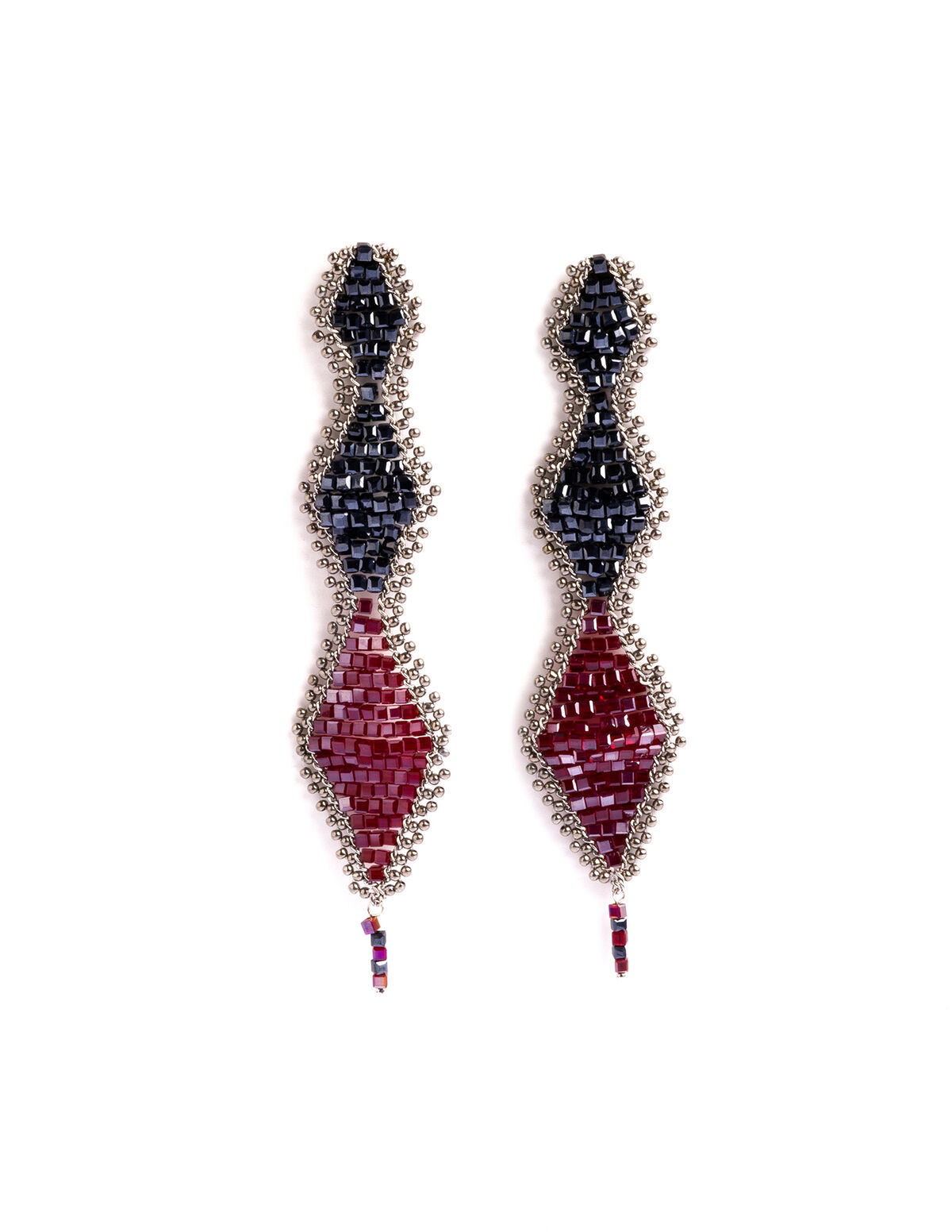 BRINCOS BEADS AZUL LOSANGO