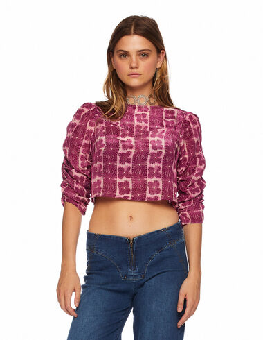 Pink spiral puff sleeve top - Clothing - Nícoli