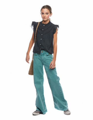 Green wide leg trousers pockets - View all > - Nícoli