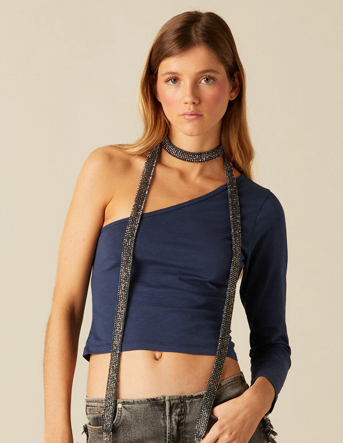 CAMISETA ASIMÉTRICA AZUL