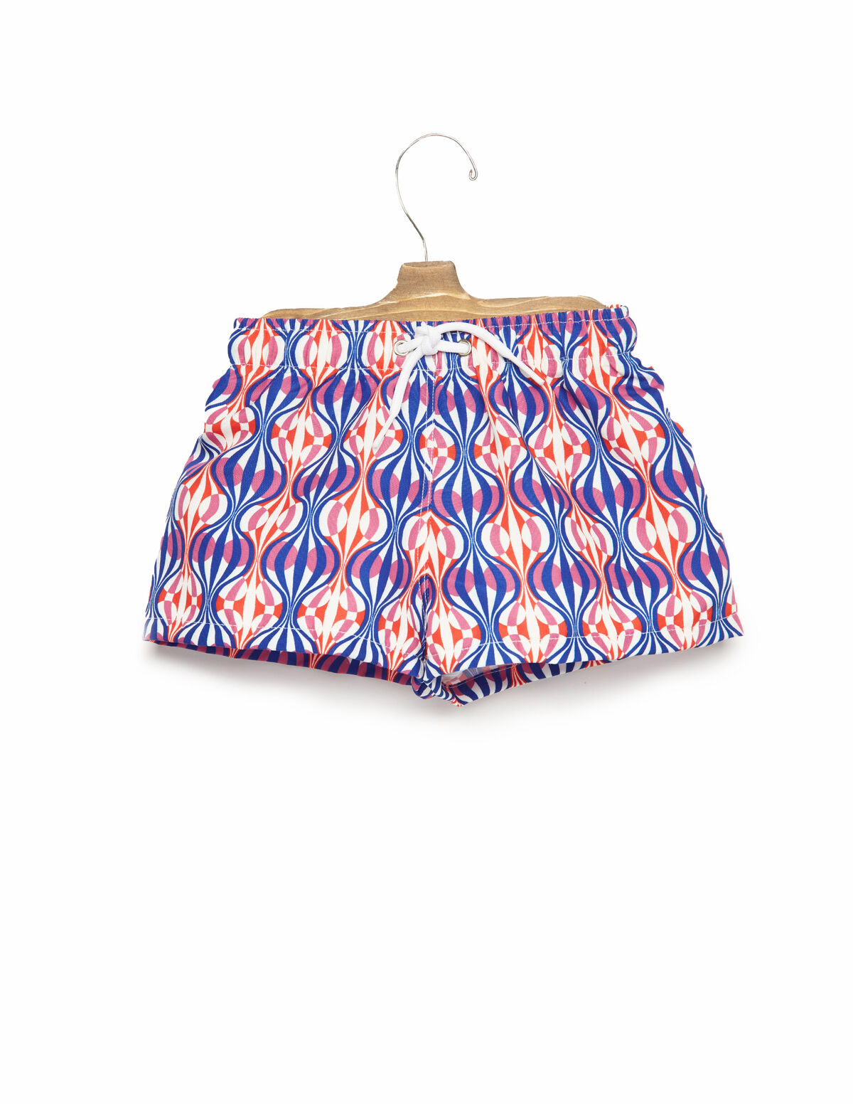 Maillot de bain print géométrique fraise