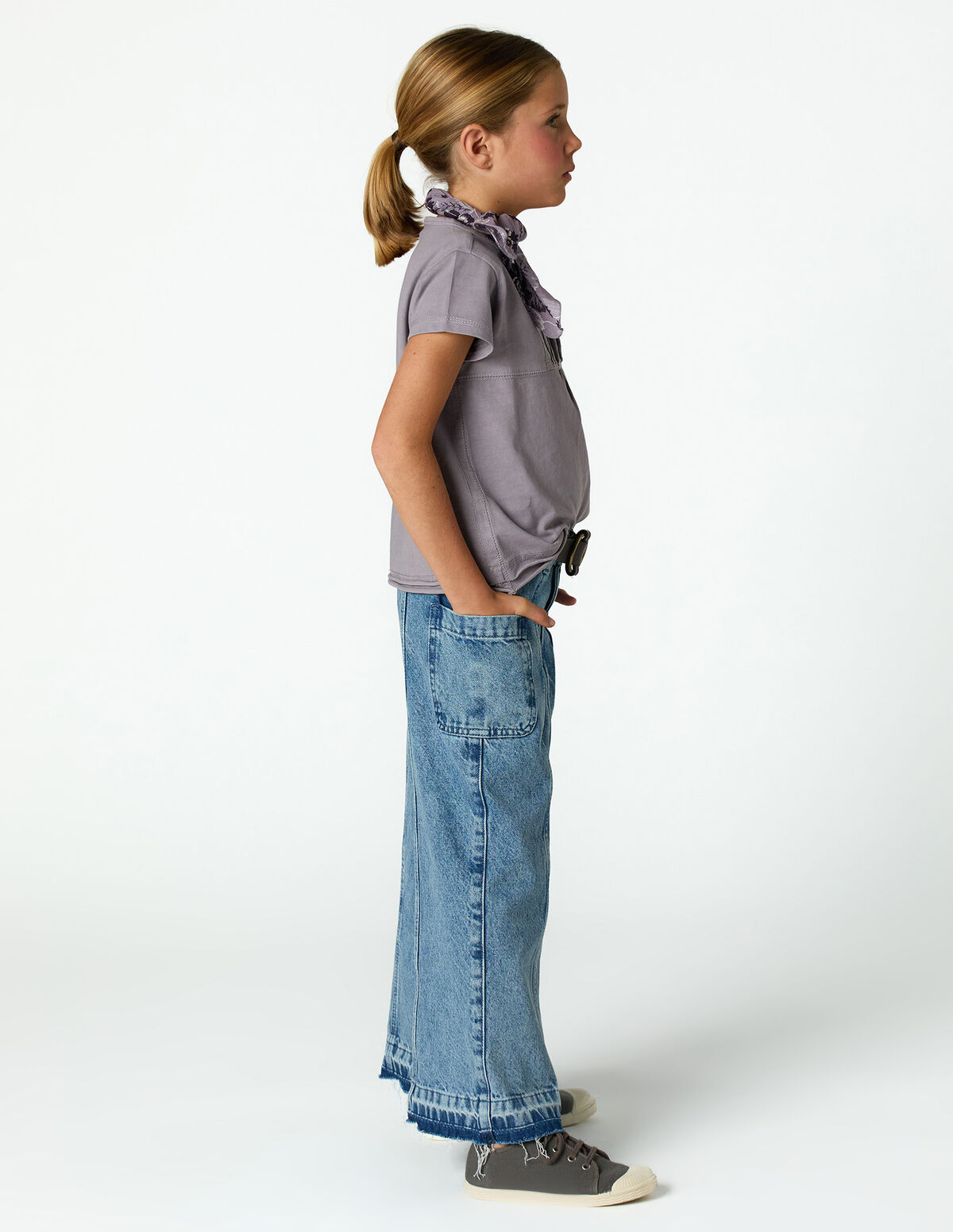 IRON GREY PIN-TUCK T-SHIRT