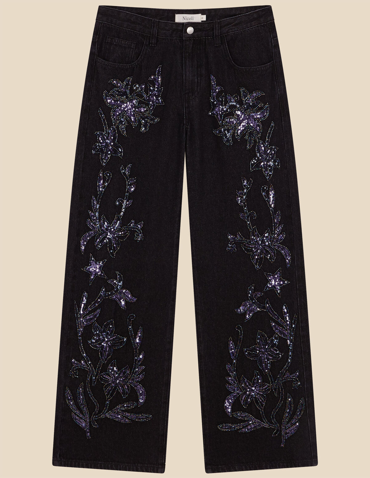 PANTALÓN DENIM LENTEJUELAS