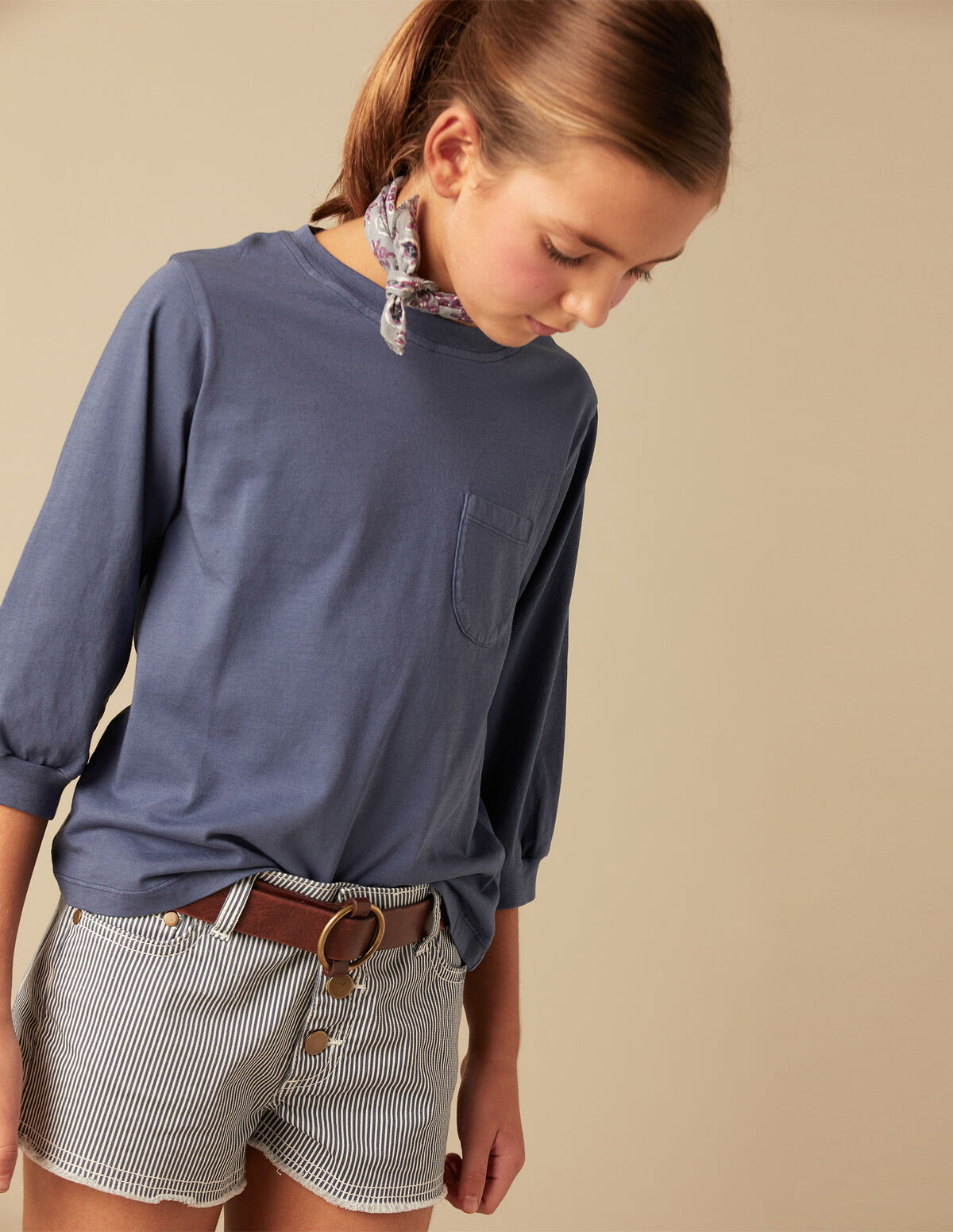 SHORT RAYURE ROUGE