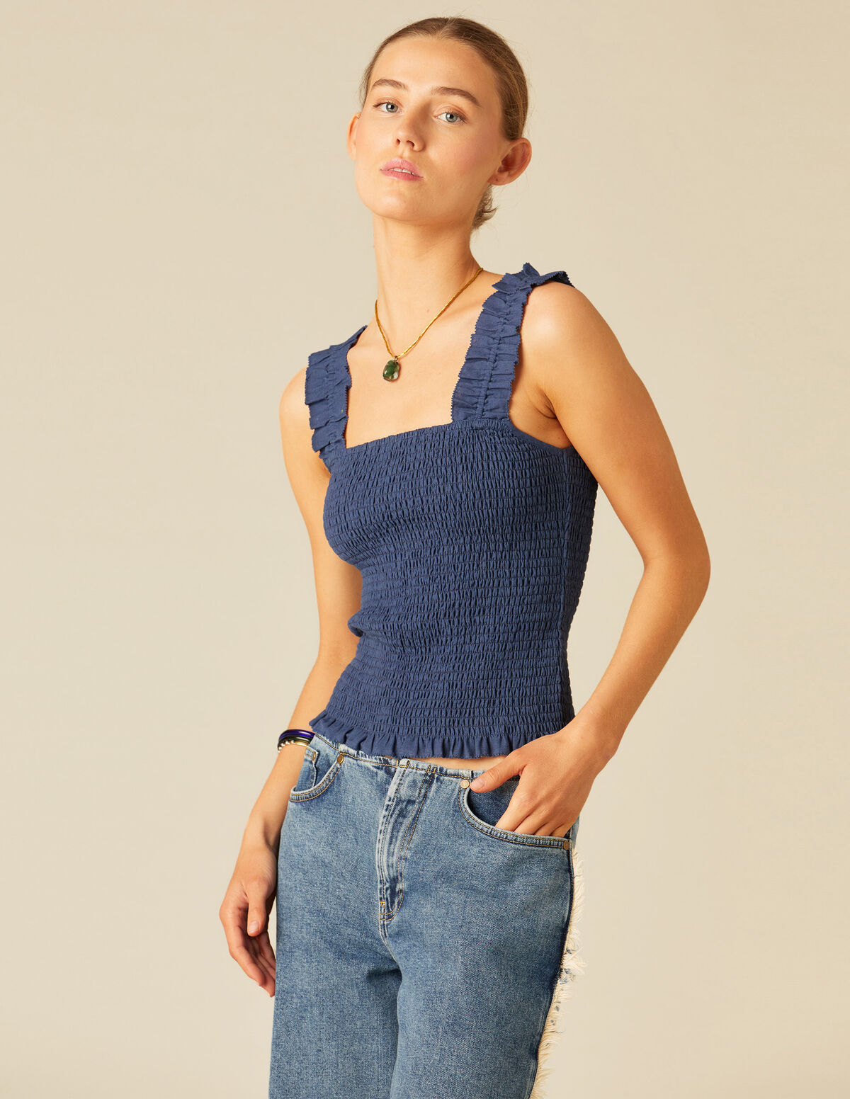 TOP GOMAS VOLANTE AZUL