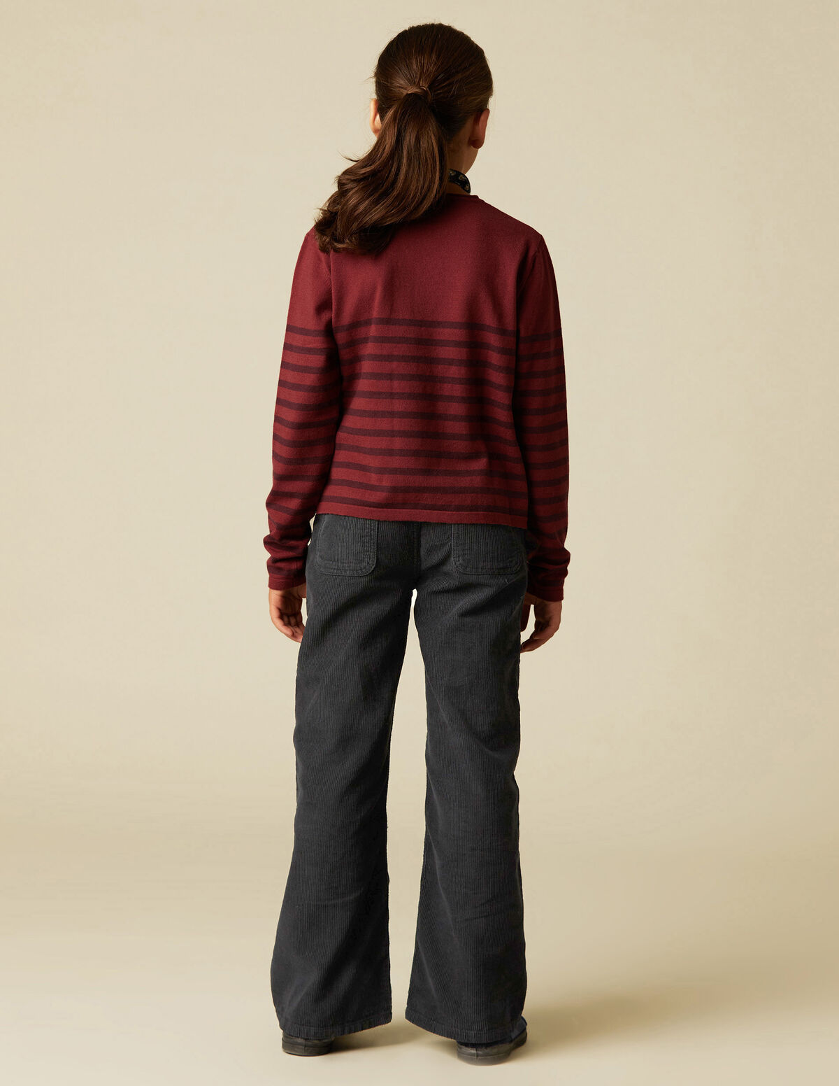 GIRLS SAND CORDUROY WIDE LEG TROUSERS