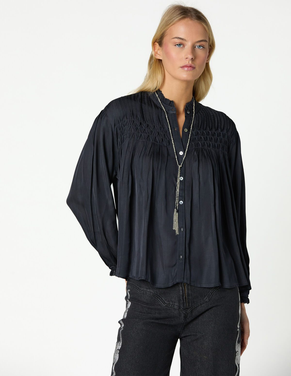 ANTHRACITE SATIN SHIRT