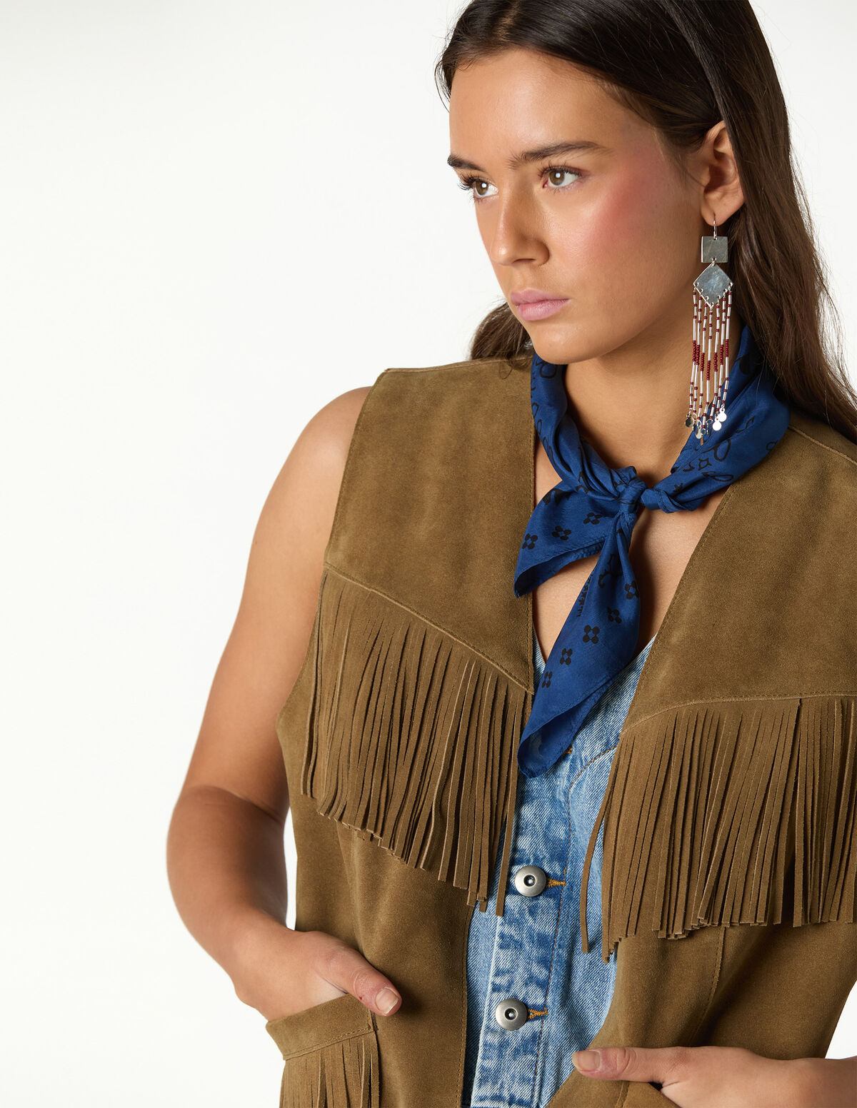 FRINGED SUEDE VEST