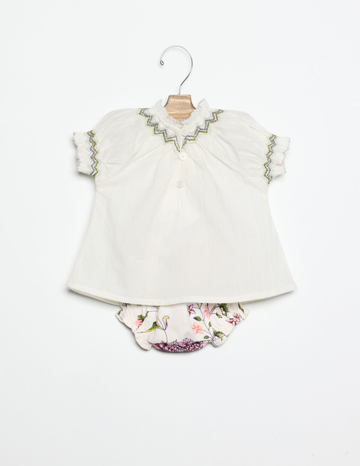 ECRU SMOCKED SHIRT