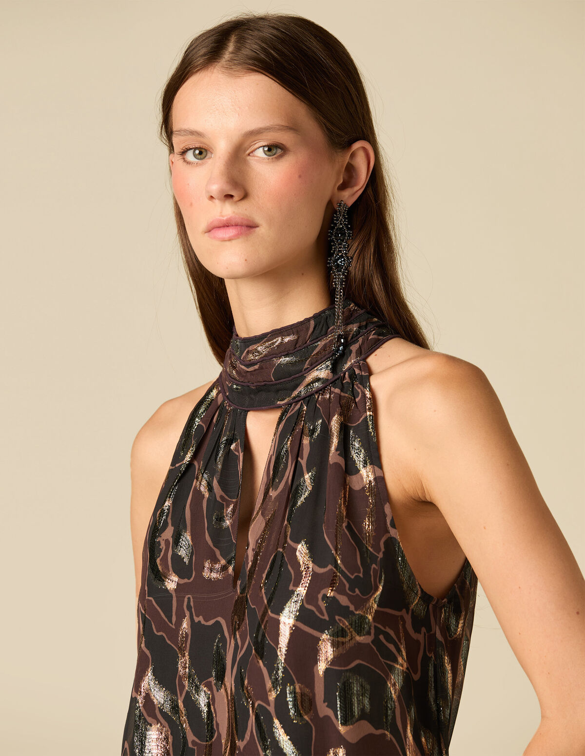 LUREX HALTER DRESS