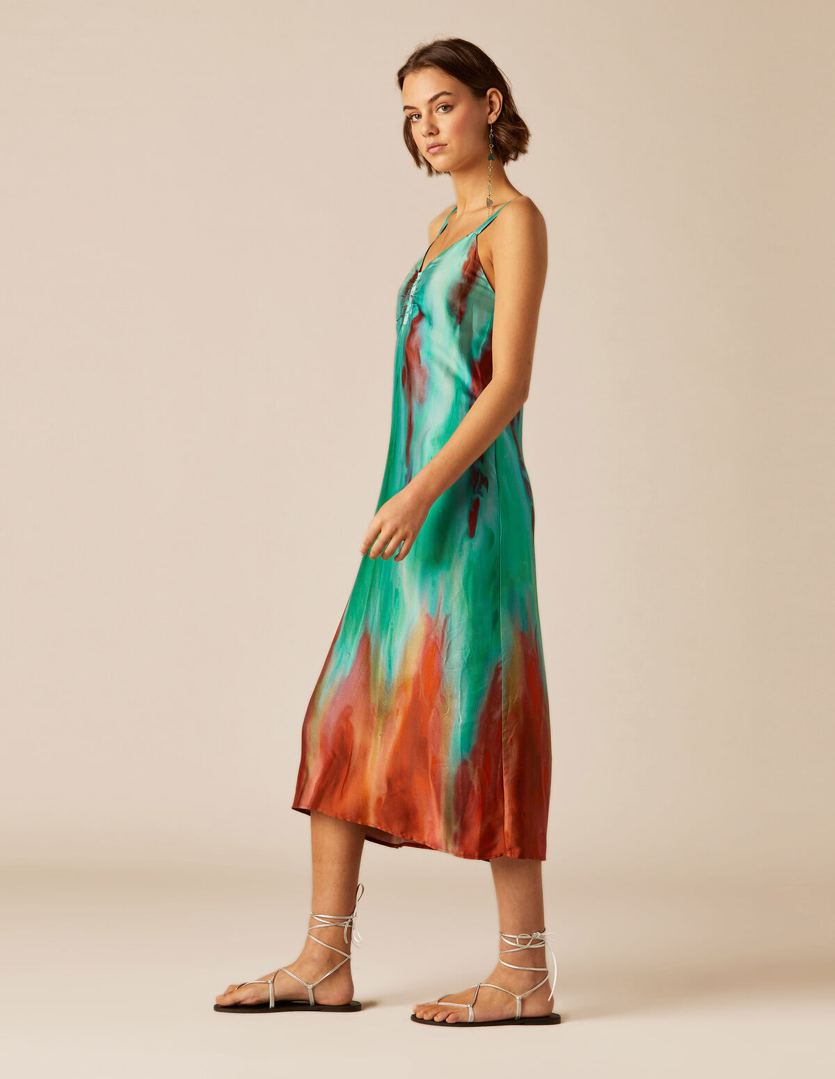 ROBE À BRETELLES IMPRIMÉ MÛRE