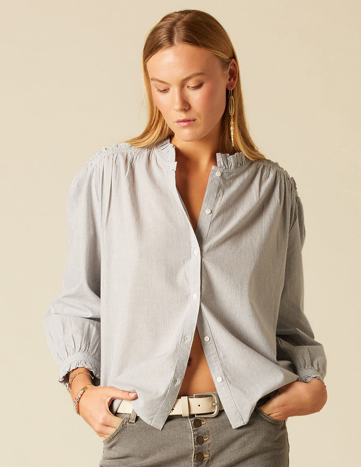 CHEMISE FINES RAYURES BLEU