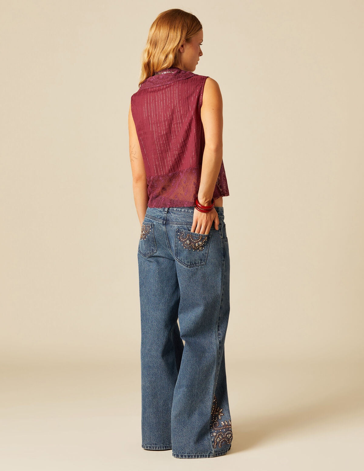 WHITE EMBROIDERED TROUSERS