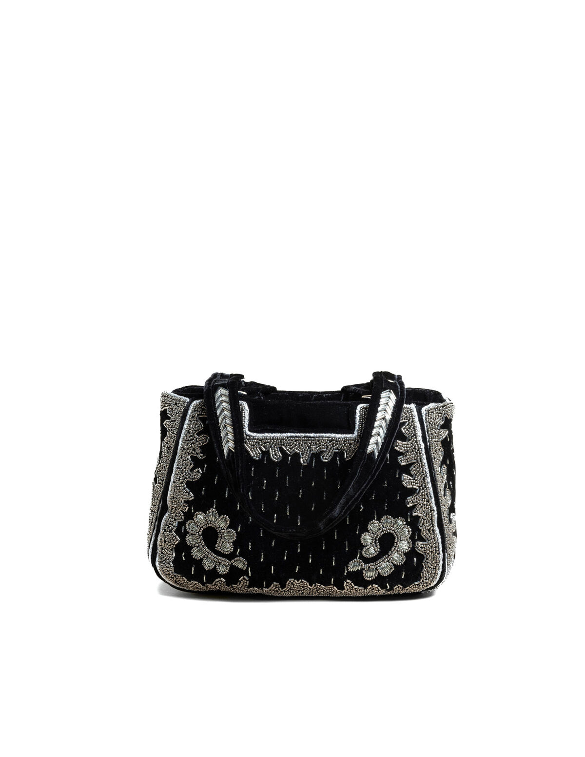 BROWN BEADED VELVET BAG