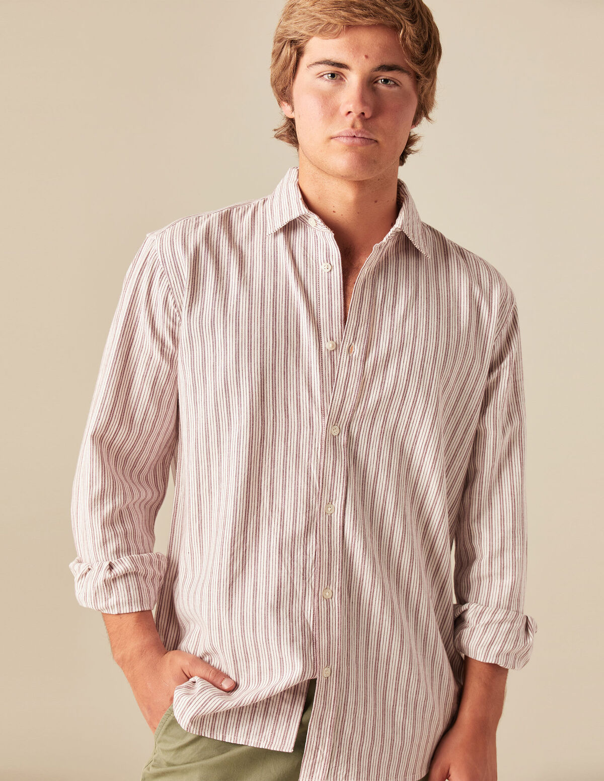 CHEMISE RAYÉE MARRON