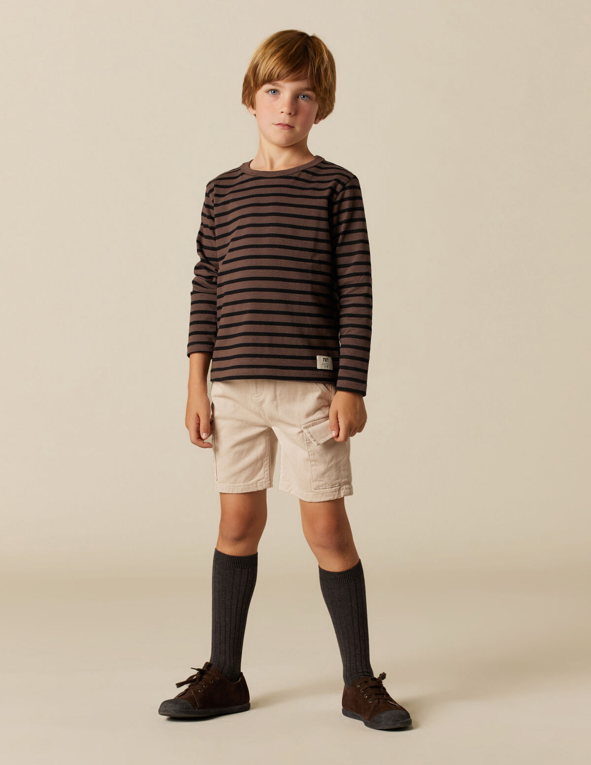 MAROON STRIPED CARGO SHORTS