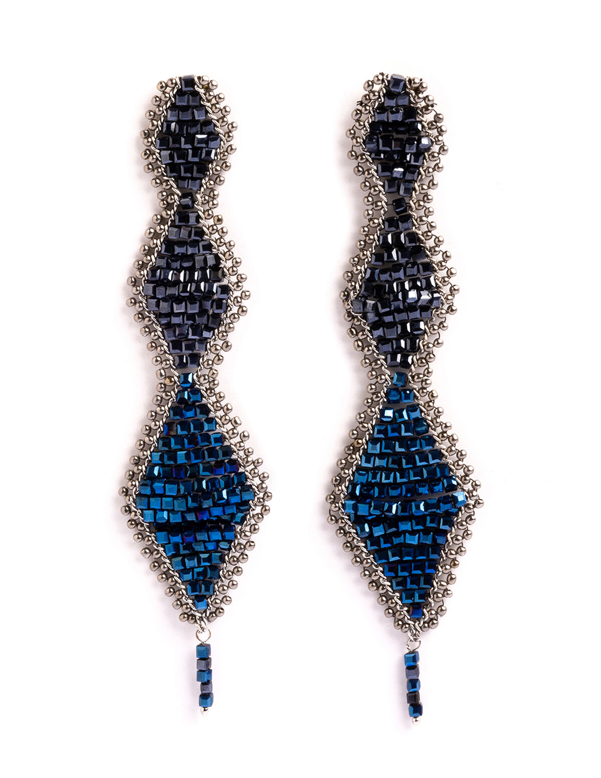 PENDIENTES BEADS AZUL ROMBO