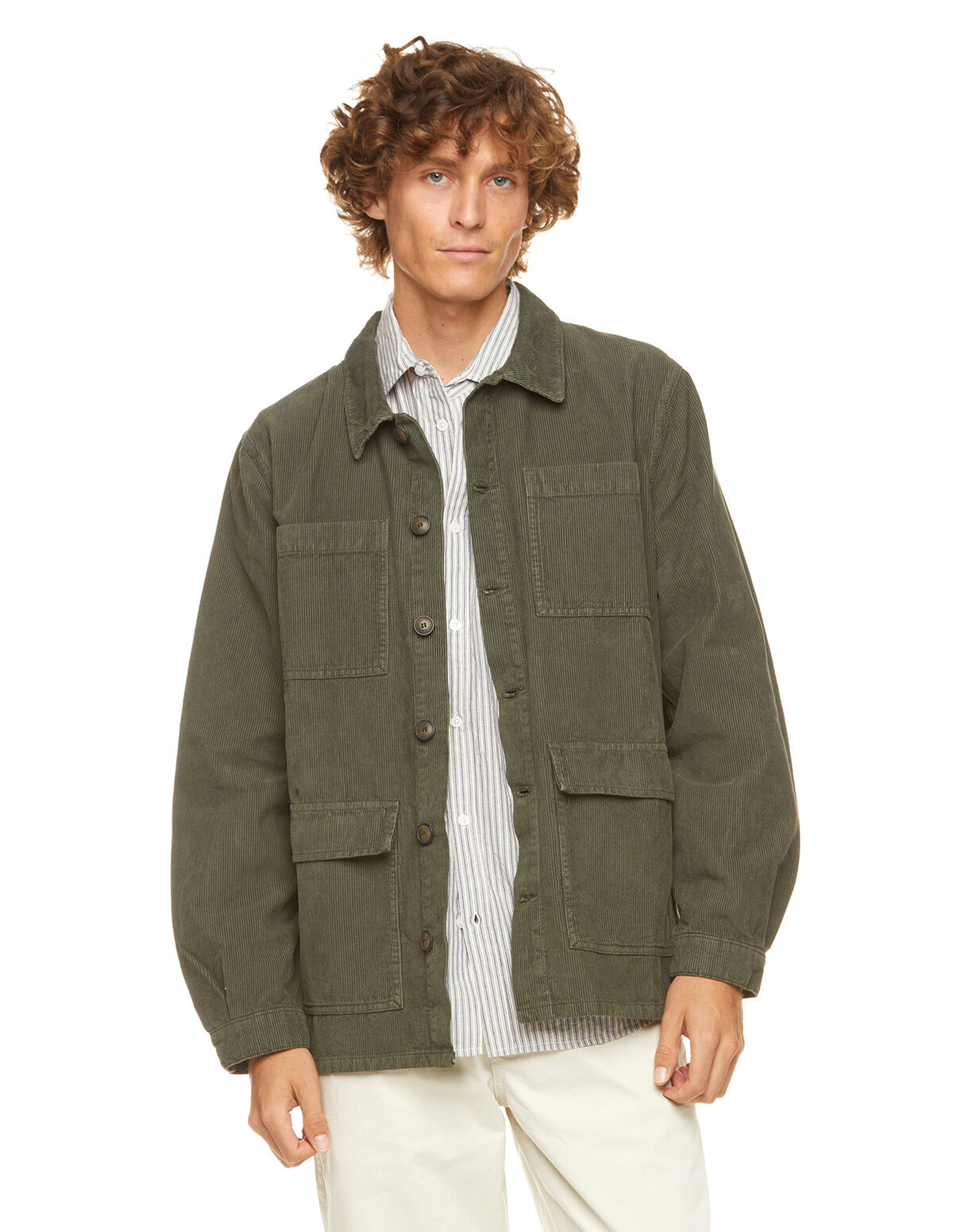 DARK GREEN CORDUROY OVERSHIRT