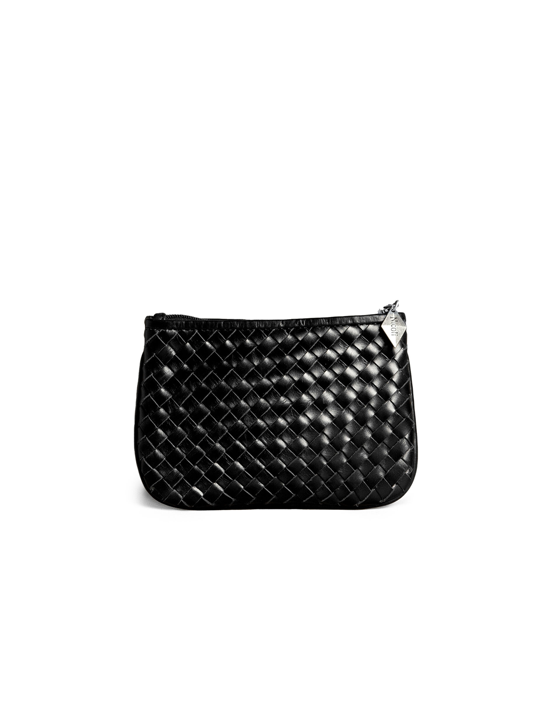 Porte-monnaie tressé noir | NICOLI
