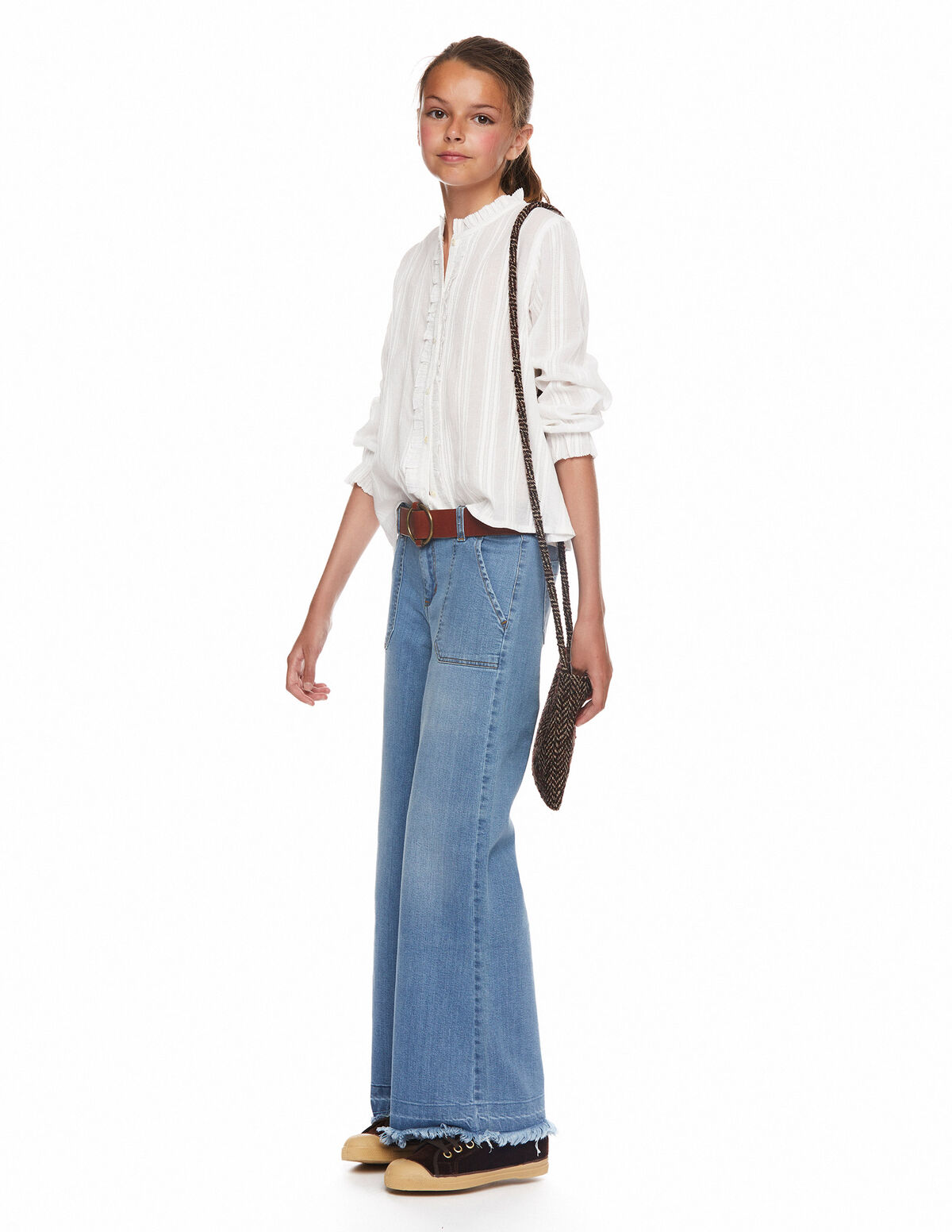 Pantalón wide leg vaquero azul claro