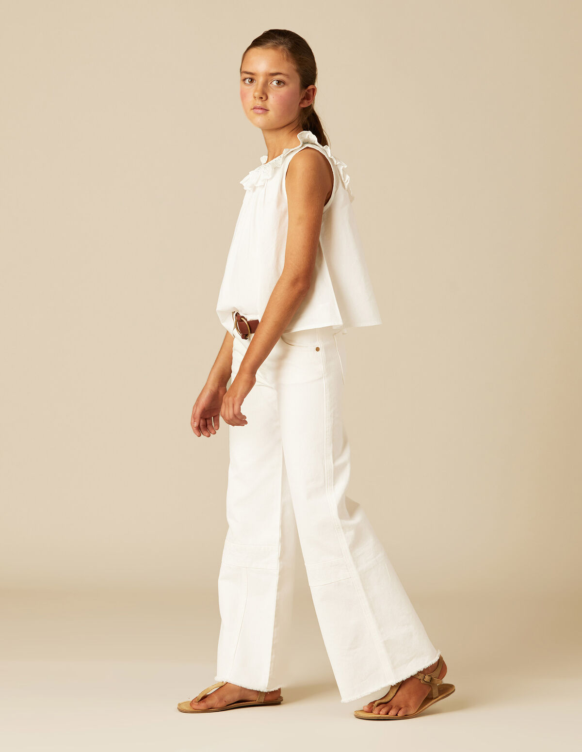 PANTALÓN COSTURAS VAQUERO BLANCO