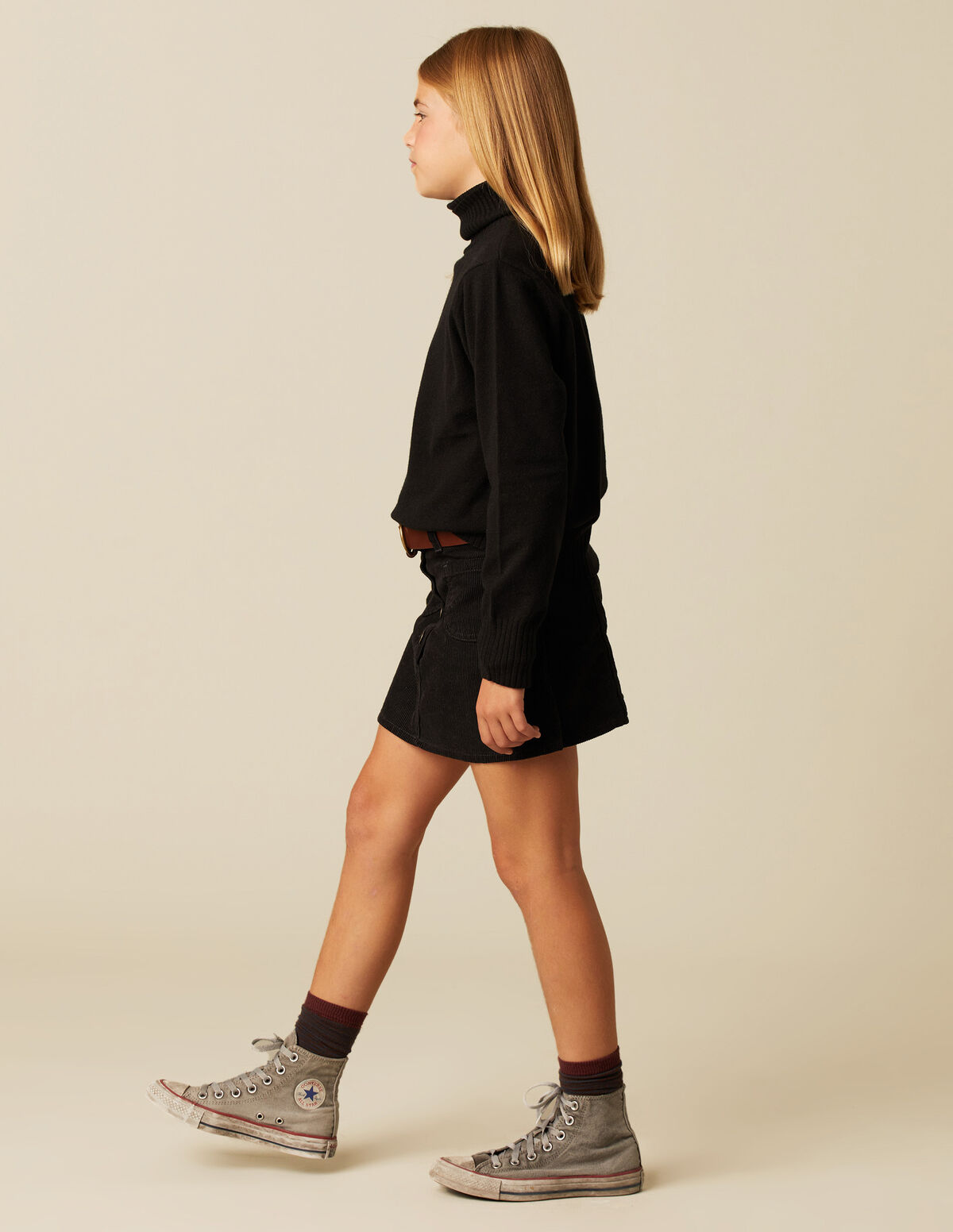 JUPE VELOURS CÔTELÉ SABLE