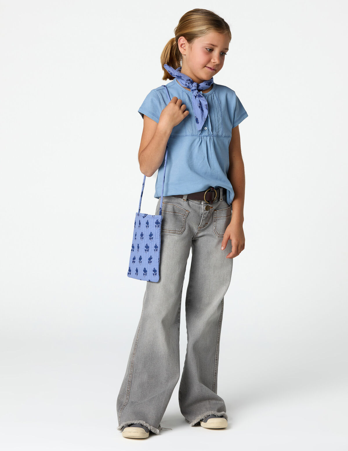 ANILINE BLUE PIN-TUCK T-SHIRT