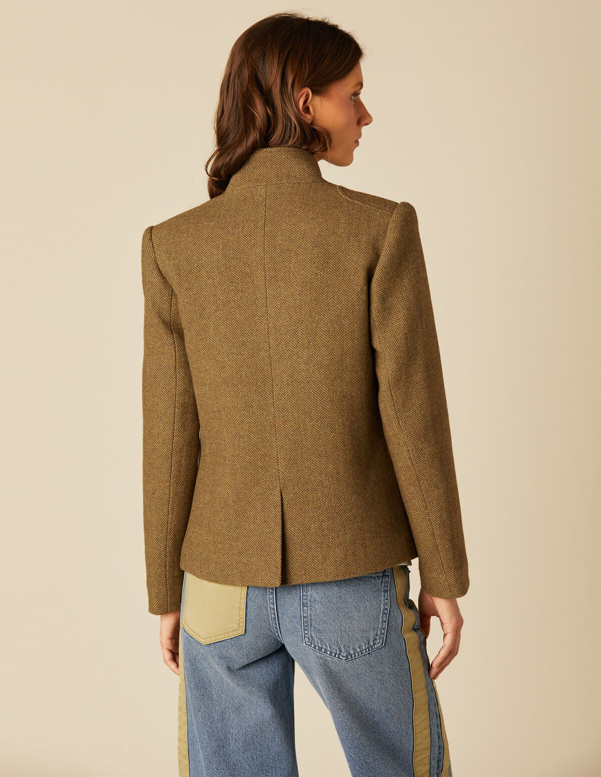 GREEN HERRINGBONE BLAZER