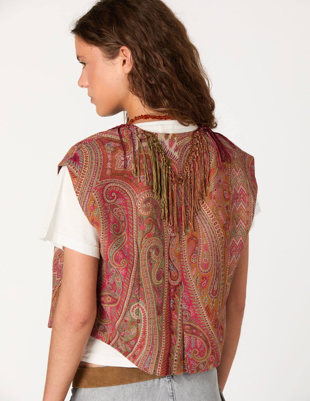 GILET PAISLEY POMPONS