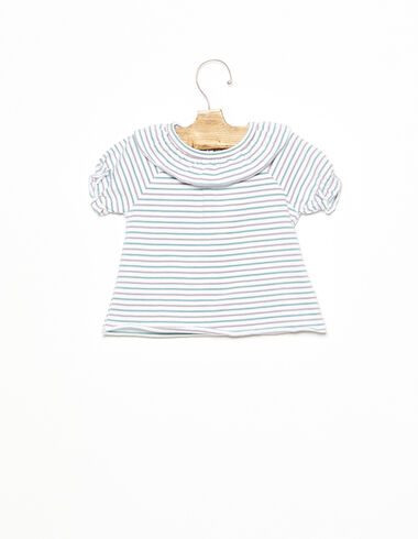 Ruffle collar T-shirt multicolour stripes - T-shirts - Nícoli