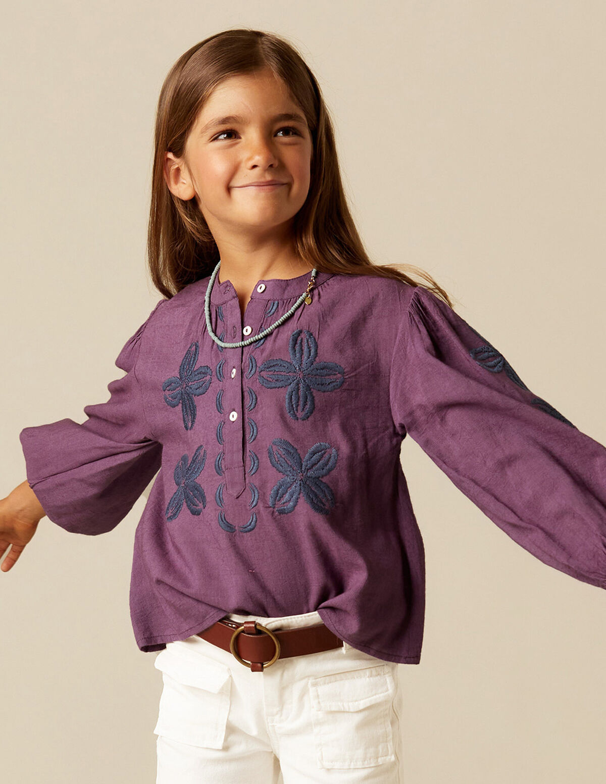 BLUE EMBROIDERED SHIRT