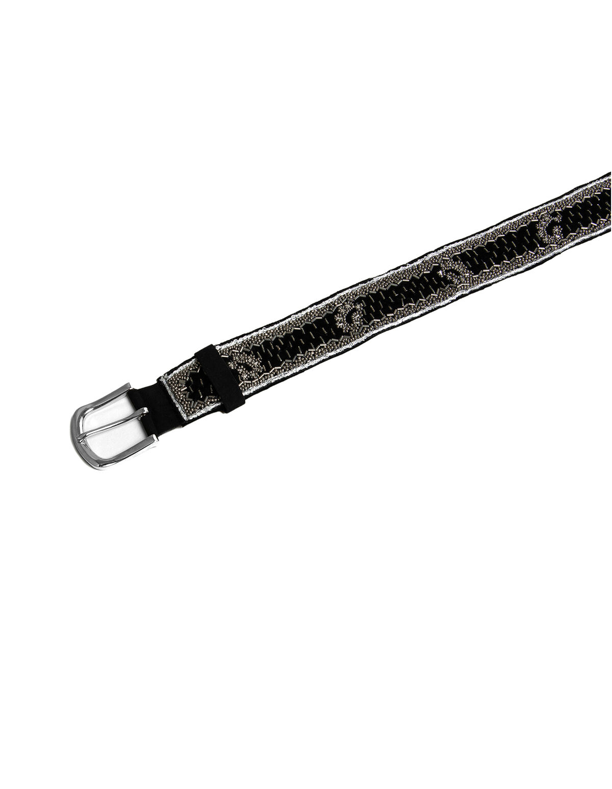 BROWN BEADED VELVET BELT