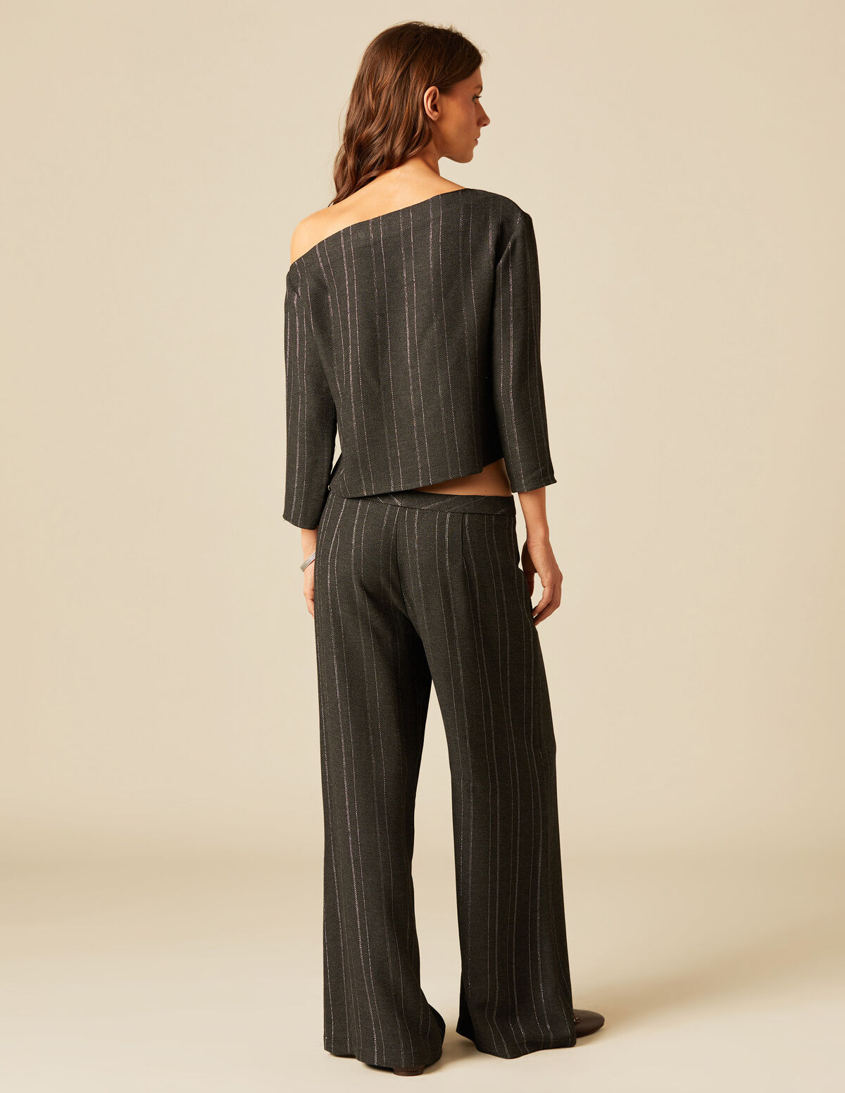 GREY SHINY STRIPE SHIRT